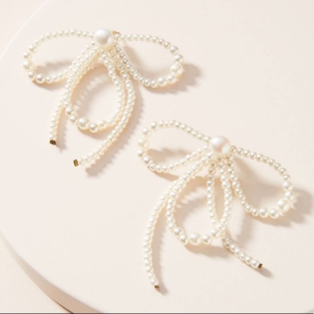 Anthropologie Pearl Bow Earrings